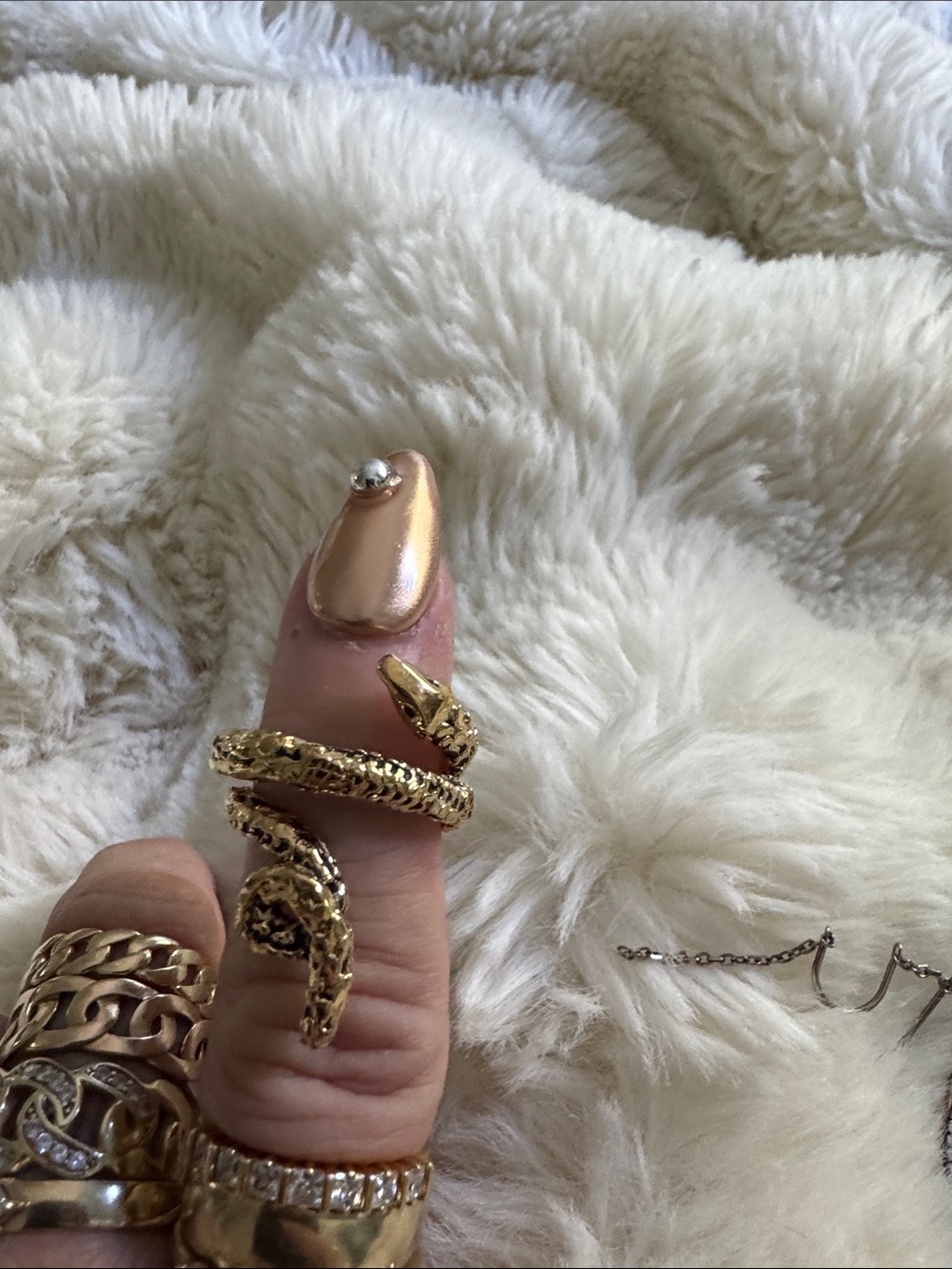 Vintage vermeil Gold Snake Wrap Ring with Textured Details